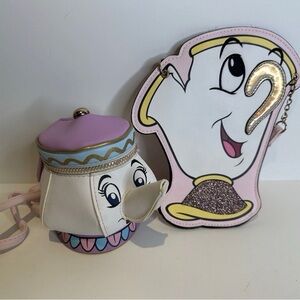 Tokyo Disney Beauty and the Beast Teacup Coin Purse & Flat Strap Purse